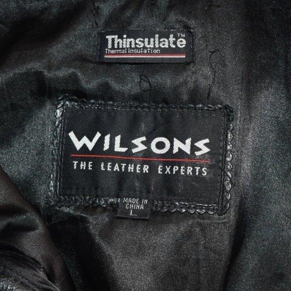 Wilson's Black Removable Lining Leather Navy Pea Coat - Picture 9 of 10